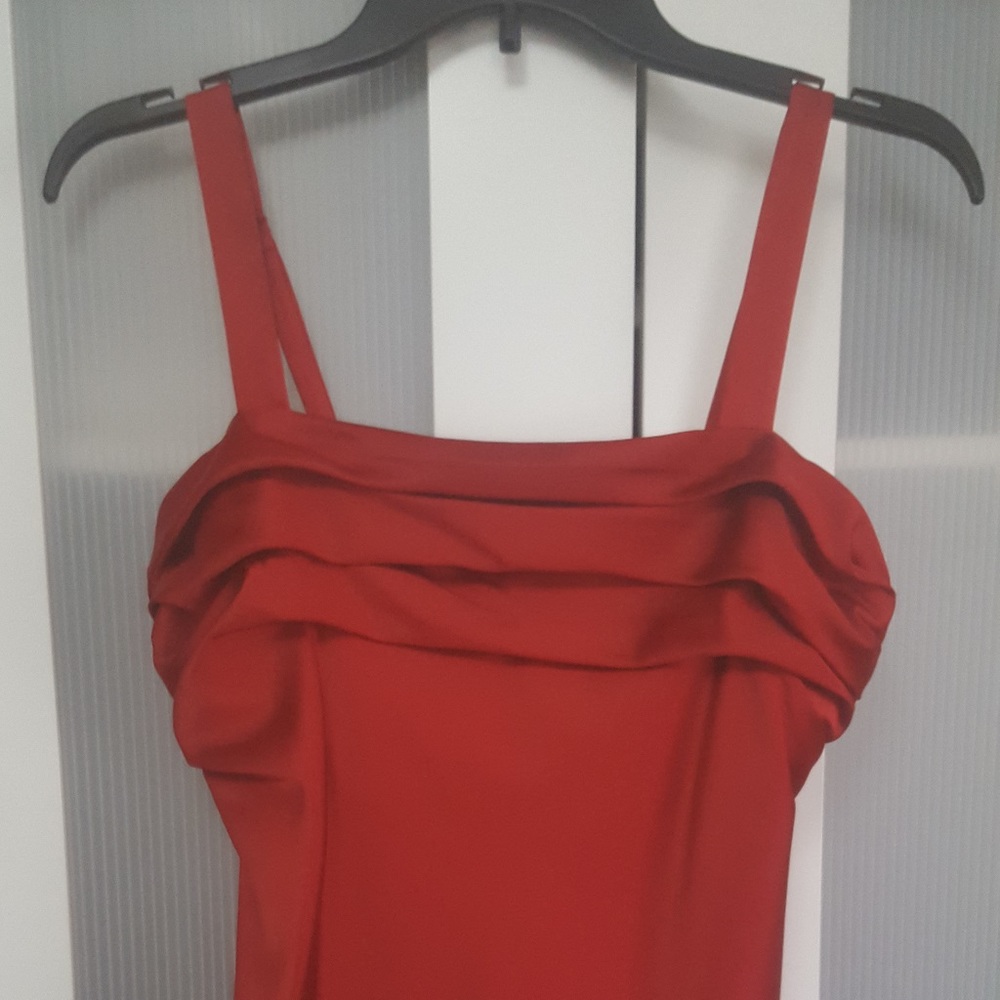 Red satin tank
